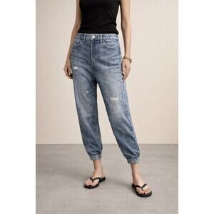 Rag & Bone Miramar Trompe L’Oeil Jean Joggers Cotton Terry Printed Denim Size M